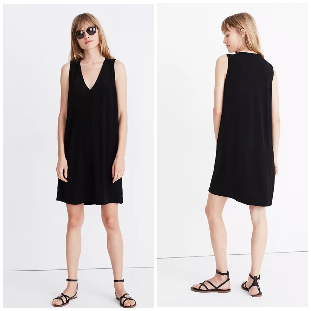 Madewell Heather Button-Front Dress in black